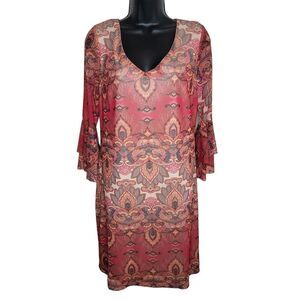 Allison Brittney retro ruffle bell sleeve dress size Medium